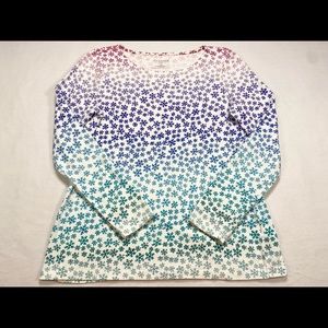 Talbots Petite Christmas Snowflake Long Sleeve Shirt Size SP